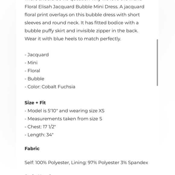 NWT SugarLips,Runway 2024/2025,Iriana Jacquard Floral Elisah Bubble Dress,Size M - Picture 6 of 6